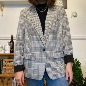 NWT A New Day Oversized Blue Plaid Blazer Size 16